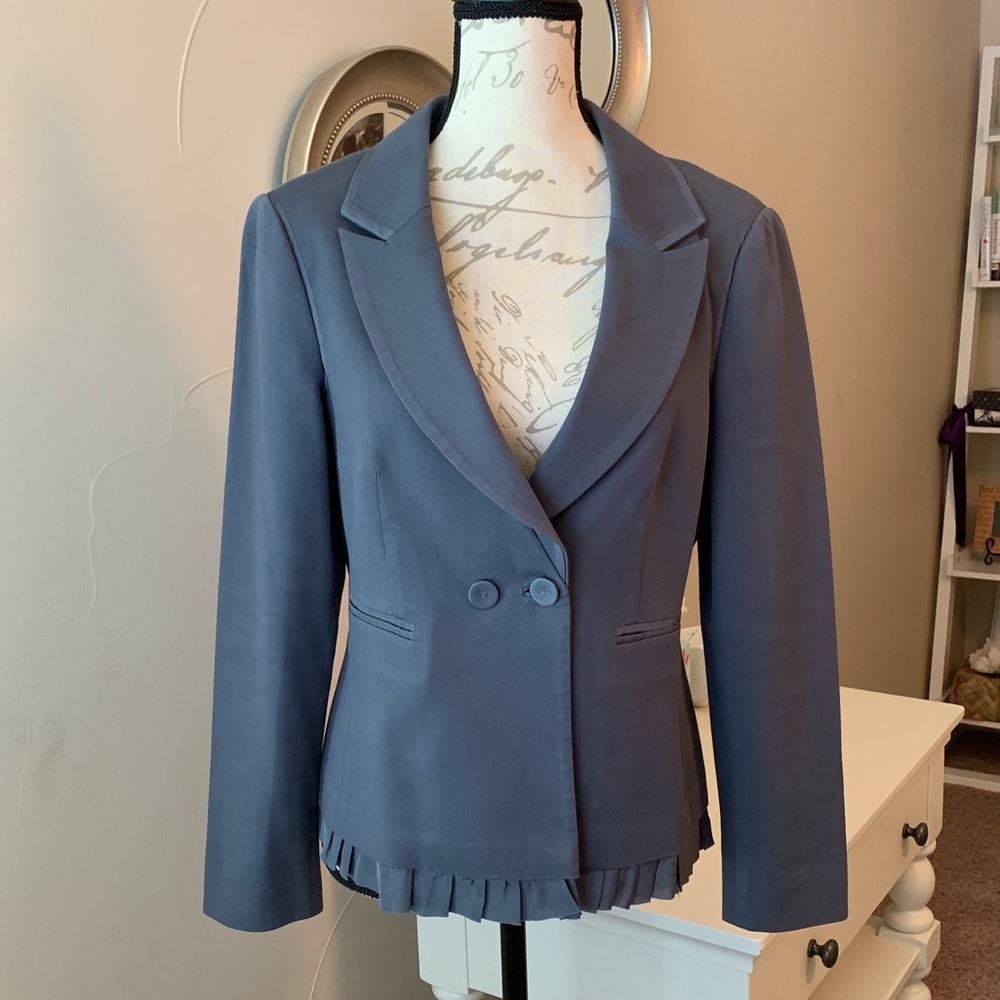 Rebecca Taylor ruffle blazer in steel grey - Picture 9 of 9